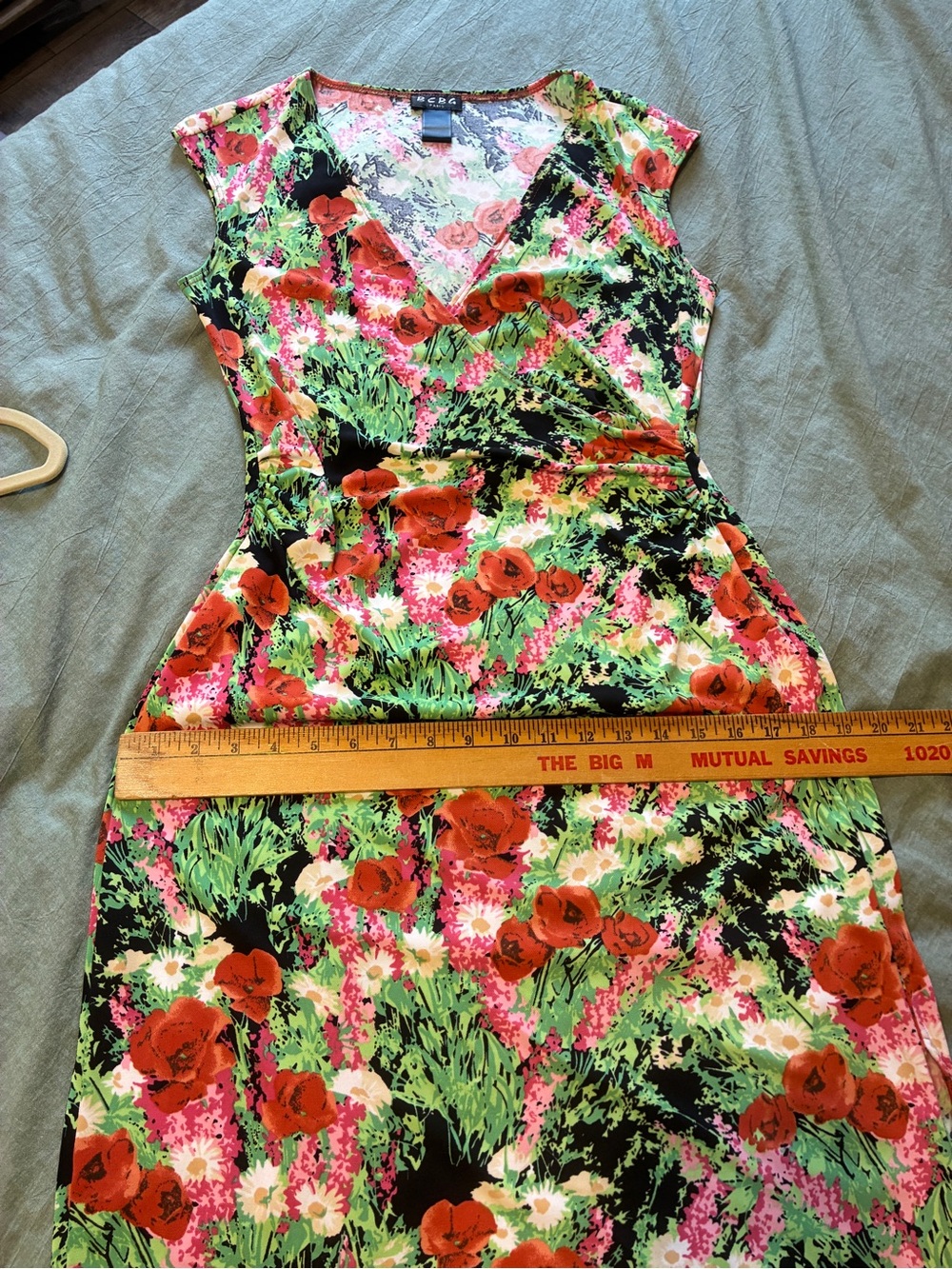 Vintage Y2K BCBG Paris Deep V Surplice Neck Floral Midi Dress - Picture 8 of 9